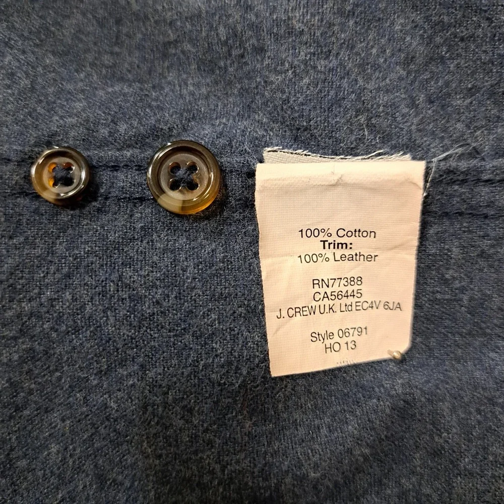 J Crew Men's Collared Button Shirt Blue XL Long Sleeve Leather Elbow Patch‎